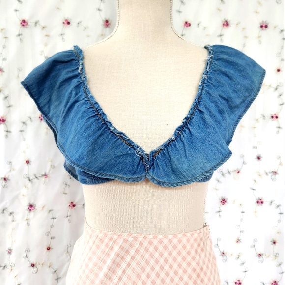 Zara Ruffled Denim Bralette - Picture 2 of 11